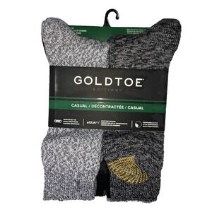 GoldToe Edition Men's Gray Black Casual Crew Socks, 6 Pack Shoe Size 6-12.5‎ NEW